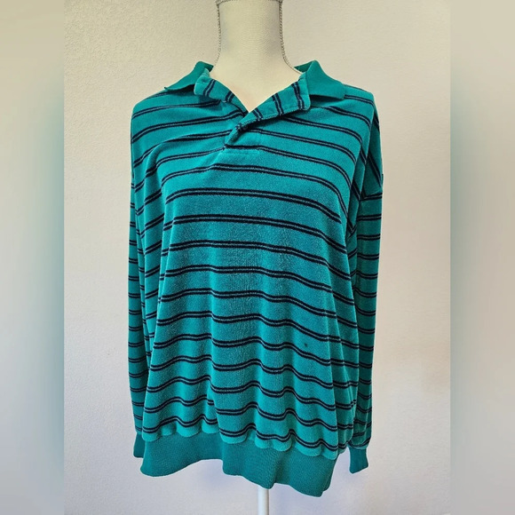 The Fox Collection Vintage Collared Long Sleeve "Velvet" Feel *Has Stain Size L - Picture 2 of 7